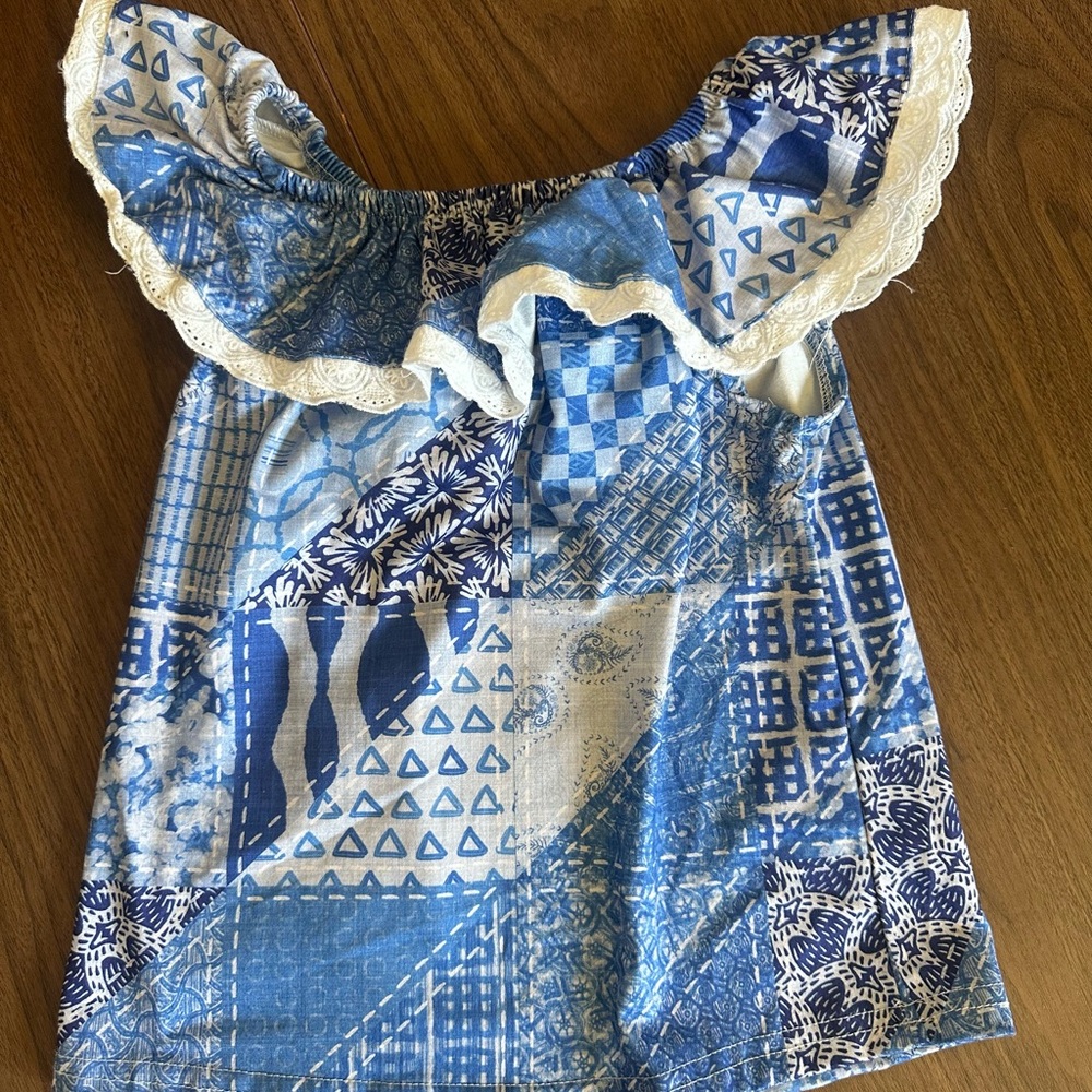 Blue Patterned Kids Blouse
